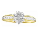 0.12 Carat (ctw) 18K Yellow Gold Round Cut White Diamond Ladies Cluster Promise Engagement Ring