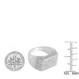 0.45 Carat (ctw) Platinum Plated Sterling Silver Fancy Design Round Diamond Men's Flashy Hip Hop Iced Pinky Ring 1/2 CT