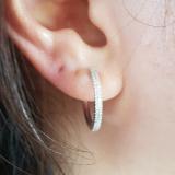 0.25 Carat (ctw) 10K White Gold Round Cut White Diamond Ladies Micro Pave Hoop Earrings 1/4 CT
