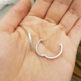 0.25 Carat (ctw) 10K White Gold Round Cut White Diamond Ladies Micro Pave Hoop Earrings 1/4 CT