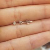 IGI CERTIFIED Princess White Diamond Men's & Women's (Unisex) Stud Earrings (0.10 ctw Color I-J Clarity I1-I2) in 14K White Gold