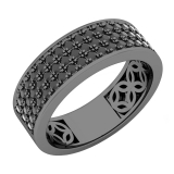 1.25 Carat (ctw) Black Rhodium Plated Sterling Silver Round Black Diamond Men's Anniversary Wedding Band 1 1/4 CT