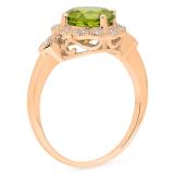 3.05 Carat (ctw) 10K Rose Gold Round Cut Peridot & White Diamond Ladies Bridal Halo Vintage Style Engagement Ring