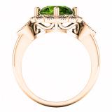 3.05 Carat (ctw) 10K Rose Gold Round Cut Peridot & White Diamond Ladies Bridal Halo Vintage Style Engagement Ring