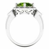 3.05 Carat (ctw) 10K White Gold Round Cut Peridot & White Diamond Ladies Bridal Halo Vintage Style Engagement Ring