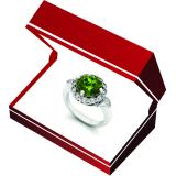 3.05 Carat (ctw) 10K White Gold Round Cut Peridot & White Diamond Ladies Bridal Halo Vintage Style Engagement Ring
