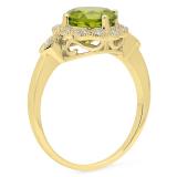 3.05 Carat (ctw) 10K Yellow Gold Round Cut Peridot & White Diamond Ladies Bridal Halo Vintage Style Engagement Ring