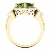 3.05 Carat (ctw) 10K Yellow Gold Round Cut Peridot & White Diamond Ladies Bridal Halo Vintage Style Engagement Ring
