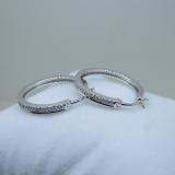 0.20 Carat (ctw) Sterling Silver Round White Diamond Ladies Hoop Earrings 1/5 CT