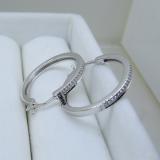 0.20 Carat (ctw) Sterling Silver Round White Diamond Ladies Hoop Earrings 1/5 CT