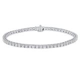 IGI CERTIFIED 4.09 Carat (ctw) 14K White Gold Round Cut White Diamond Ladies Tennis Bracelet 4 CT