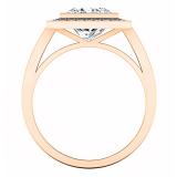 3.70 Carat (ctw) 10K Rose Gold Princess Cut White Sapphire & Round Cut White Diamond Ladies Halo Style Split Shank Bridal Engagement Ring