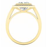 3.70 Carat (ctw) 10K Yellow Gold Princess Cut White Sapphire & Round Cut White Diamond Ladies Halo Style Split Shank Bridal Engagement Ring