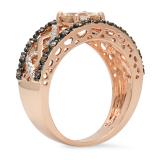 1.25 Carat (ctw) 18K Rose Gold Cushion Cut Morganite & Round Cut Champagne & White Diamond Ladies Bridal Fashion Engagement Ring 1 1/4 CT