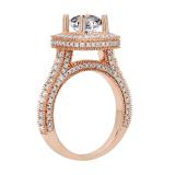 1.45 Carat (ctw) 10K Rose Gold Round Cut White Diamond Ladies Swirl Bridal Split Shank Halo Engagement Ring With Matching Band Set 1 CT