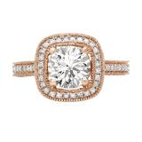 1.45 Carat (ctw) 10K Rose Gold Round Cut White Diamond Ladies Swirl Bridal Split Shank Halo Engagement Ring With Matching Band Set 1 CT