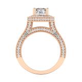 1.45 Carat (ctw) 10K Rose Gold Round Cut White Diamond Ladies Swirl Bridal Split Shank Halo Engagement Ring With Matching Band Set 1 CT