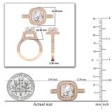 1.45 Carat (ctw) 10K Rose Gold Round Cut White Diamond Ladies Swirl Bridal Split Shank Halo Engagement Ring With Matching Band Set 1 CT