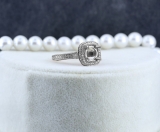 0.90 Carat (ctw) 10K White Gold Round Cut White Diamond Ladies Bridal Semi Mount Engagement Ring