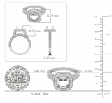 0.90 Carat (ctw) 10K White Gold Round Cut White Diamond Ladies Bridal Semi Mount Engagement Ring