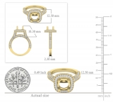 0.90 Carat (ctw) 10K Yellow Gold Round Cut White Diamond Ladies Bridal Semi Mount Engagement Ring