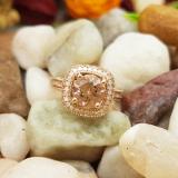 2.40 Carat (ctw) 18K Rose Gold Round Cut Morganite & White Diamond Ladies Milgrain Halo Style Bridal Engagement Ring