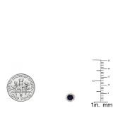 0.45 Carat (ctw) 10K Rose Gold Round Blue Sapphire & White Diamond Ladies Halo Style Stud Earrings 1/2 CT