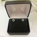 0.45 Carat (ctw) 10K White Gold Round Blue Sapphire & White Diamond Ladies Halo Style Stud Earrings 1/2 CT