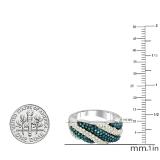 0.80 Carat (ctw) 10K White Gold Round Cut Blue & White Diamond Ladies Bridal Swirl Fashion Right Hand Ring 3/4 CT