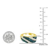 0.80 Carat (ctw) 10K Yellow Gold Round Cut Blue & White Diamond Ladies Bridal Swirl Fashion Right Hand Ring 3/4 CT
