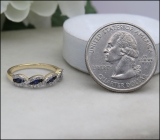 0.50 Carat (ctw) 10K White Gold Round Blue Sapphire & White Diamond Ladies Bridal Stackable Anniversary Wedding Band Swirl Ring 1/2 CT