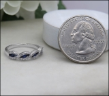 0.50 Carat (ctw) 18K White Gold Round Blue Sapphire & White Diamond Ladies Bridal Stackable Anniversary Wedding Band Swirl Ring 1/2 CT
