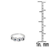 0.28 Carat (ctw) 10K White Gold Round Blue Sapphire & White Diamond Ladies Bridal Stackable Anniversary Wedding Band Swirl Ring 1/4 CT