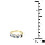 0.28 Carat (ctw) 10K Yellow Gold Round Blue Sapphire & White Diamond Ladies Bridal Stackable Anniversary Wedding Band Swirl Ring 1/4 CT