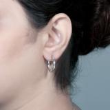 0.40 Carat (ctw) Sterling Silver Round White Diamond Ladies In & Out Hoop Earrings