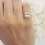 2.50 Carat (ctw) 10K Rose Gold Cushion Cut Morganite & Round Cut White Diamond Ladies Bridal Halo Engagement Ring With Matching Band Set 1 CT