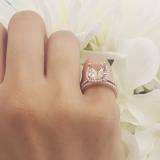 2.50 Carat (ctw) 10K Rose Gold Cushion Cut Morganite & Round Cut White Diamond Ladies Bridal Halo Engagement Ring With Matching Band Set 1 CT