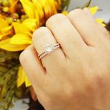 0.75 Carat (ctw) 14K Rose Gold Round Cut Morganite & White Diamond Ladies Bridal Halo Engagement Ring With Matching Band Set 3/4 CT