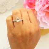 10K White Gold 7X5 MM Pear Morganite & Round Diamond Ladies Bridal Engagement Ring With Band Set