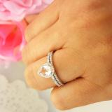 10K White Gold 7X5 MM Pear Morganite & Round Diamond Ladies Bridal Engagement Ring With Band Set