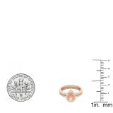 14K Rose Gold 7X5 MM Pear Morganite & Round Diamond Ladies Bridal Engagement Ring With Band Set