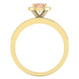 18K Yellow Gold 7X5 MM Pear Morganite & Round Diamond Ladies Bridal Engagement Ring With Band Set