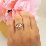 1.25 Carat (ctw) 10K Rose Gold Round Cut Morganite Champagne & White Diamond Ladies Bridal Swirl Split Shank Halo Style Engagement Ring 1 1/4 CT