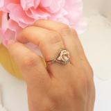1.25 Carat (ctw) 10K Rose Gold Round Cut Morganite Champagne & White Diamond Ladies Bridal Swirl Split Shank Halo Style Engagement Ring 1 1/4 CT
