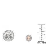 0.85 Carat (ctw) Sterling Silver Oval Cut Morganite & Round Cut White Diamond Ladies Halo Stud Earrings