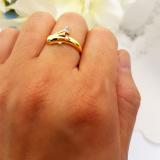 0.02 Carat (ctw) 18K Yellow Gold Round Cut White Diamond Ladies Dolphin Right Hand Ring
