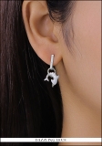0.40 Carat (ctw) 10K White Gold Round White Diamond Ladies Dolphin Shape Dangle Earrings