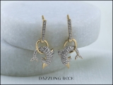 0.40 Carat (ctw) 10K Yellow Gold Round White Diamond Ladies Dolphin Shape Dangle Earrings