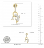 0.40 Carat (ctw) 10K Yellow Gold Round White Diamond Ladies Dolphin Shape Dangle Earrings