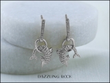 0.40 Carat (ctw) 14K White Gold Round White Diamond Ladies Dolphin Shape Dangle Earrings